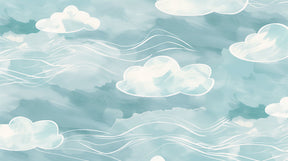 Detailed blue watercolor sky clouds mural wallpaper design pattern by Kids-Mundo