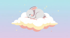 Detailed sleeping bunny on cloud mural wallpaper design pattern by Kids-Mundo