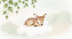 Detailed sleeping deer on cloud mural wallpaper design pattern by Kids-Mundo