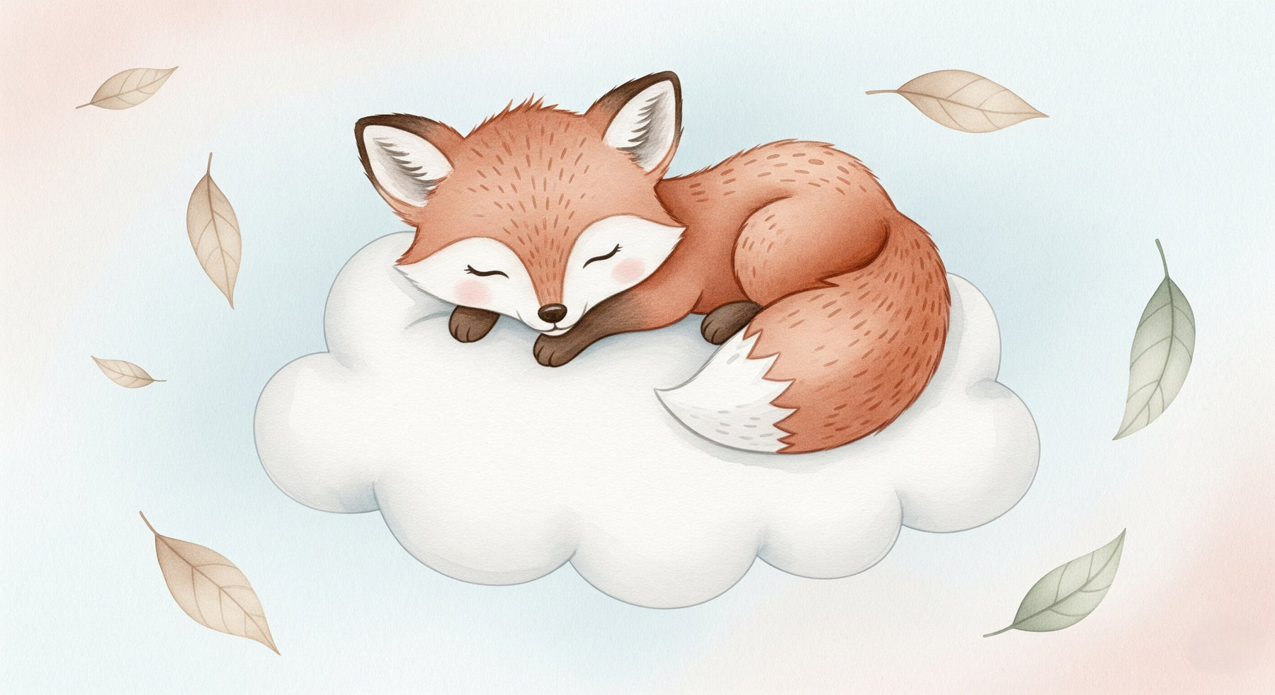 Detailed sleeping fox on cloud mural wallpaper design pattern by Kids-Mundo
