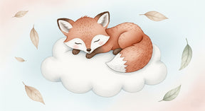 Detailed sleeping fox on cloud mural wallpaper design pattern by Kids-Mundo