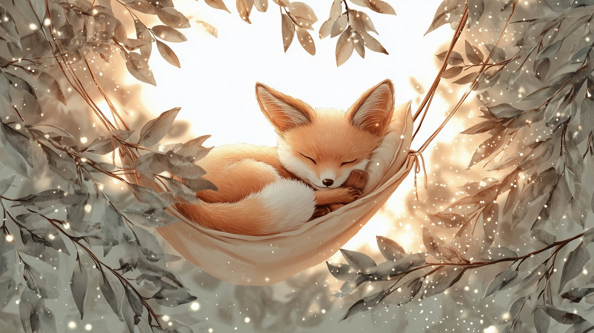 Sleeping Baby Fox in a Woodland Hammock Wall Mural