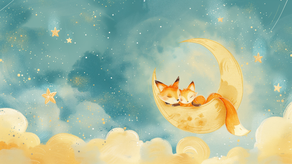 Sleeping Foxes on the Moon Wall Mural