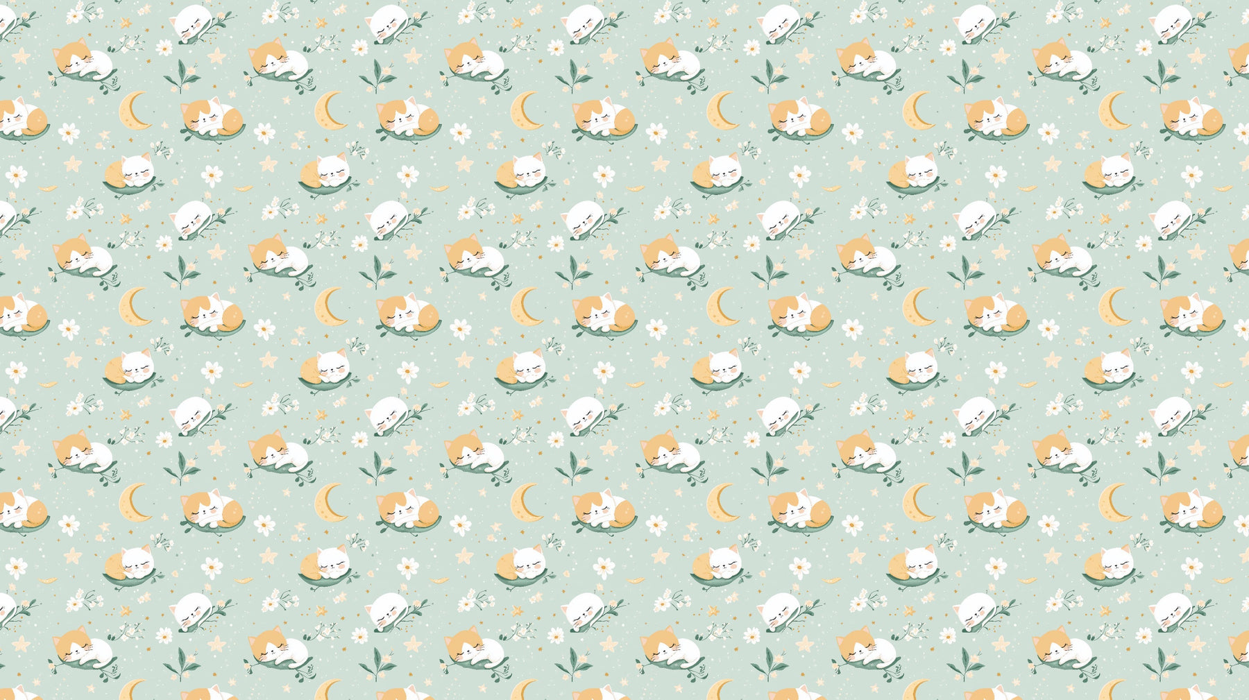 Detailed sleeping kittens starry night mural wallpaper design pattern by Kids-Mundo