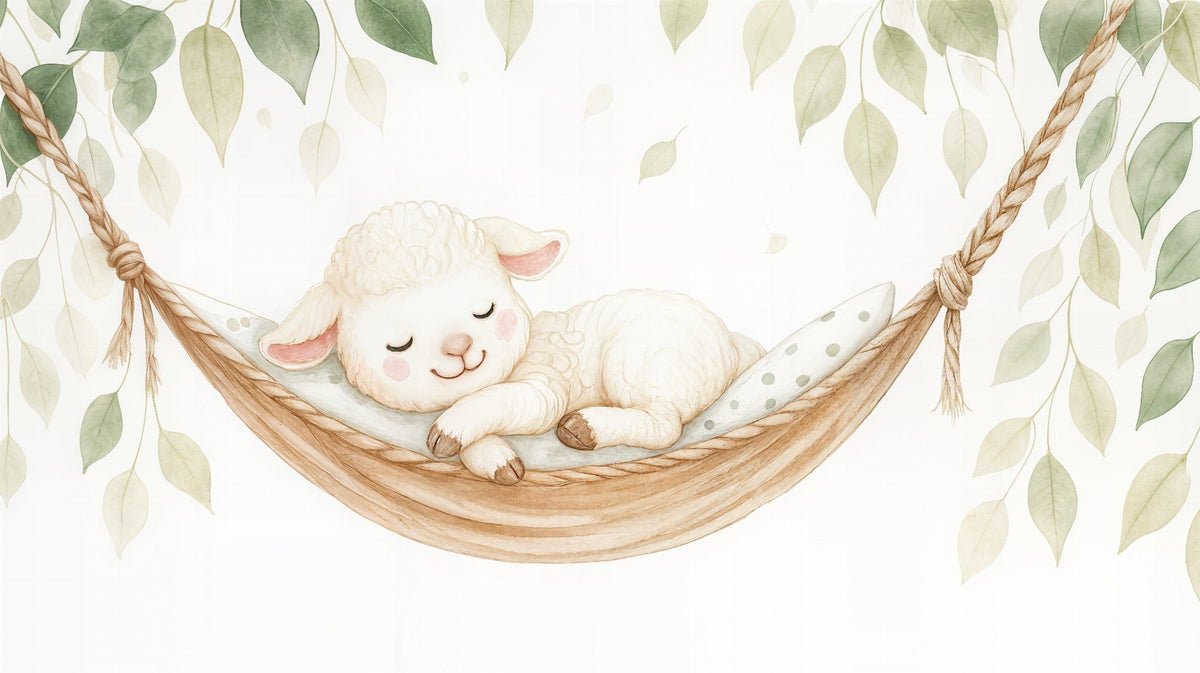 Sleeping Lamb in a Hammock Wall Mural