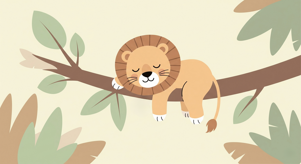 Sleepy Lion on a Branch Wall Mural
