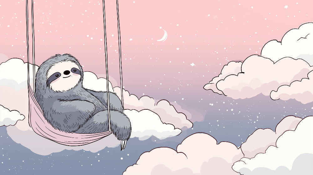 Detailed sleepy sloth in clouds mural wallpaper design pattern by Kids-Mundo