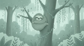 Detailed sloth and enchanted forest mural wallpaper design pattern by Kids-Mundo