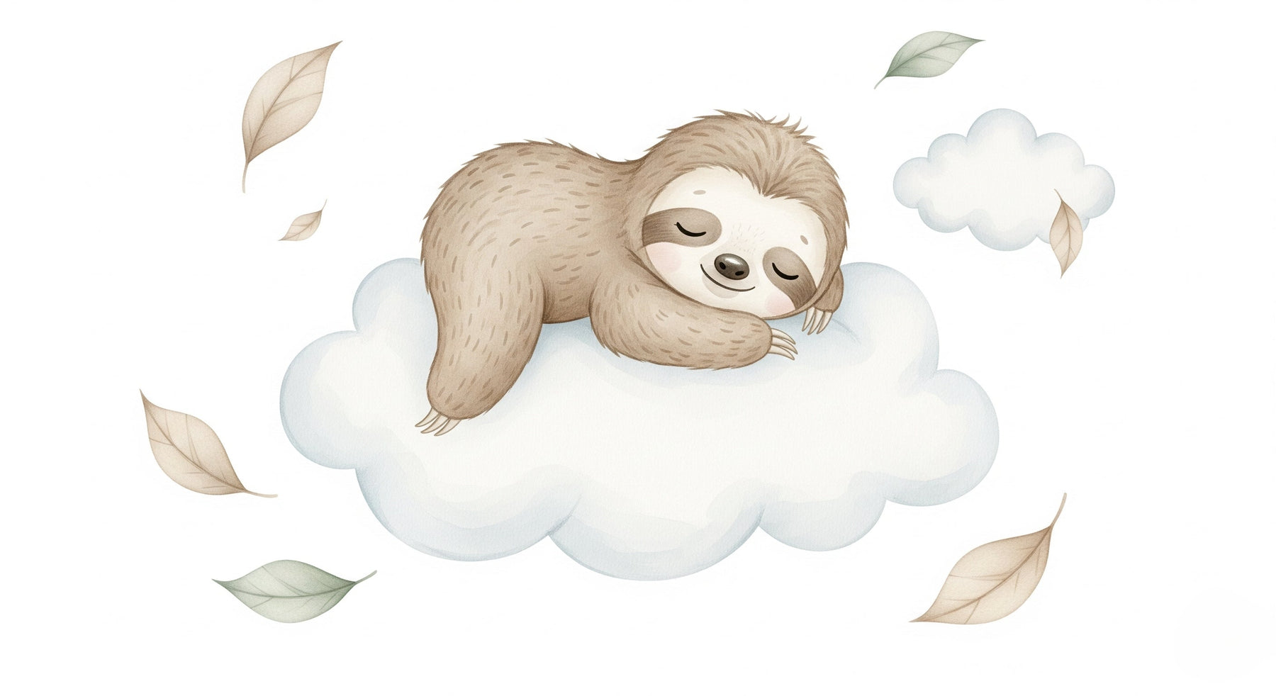 Detailed sleeping sloth on cloud mural wallpaper design pattern by Kids-Mundo
