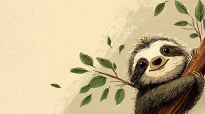 Detailed sloth and tree branch mural wallpaper design pattern by Kids-Mundo