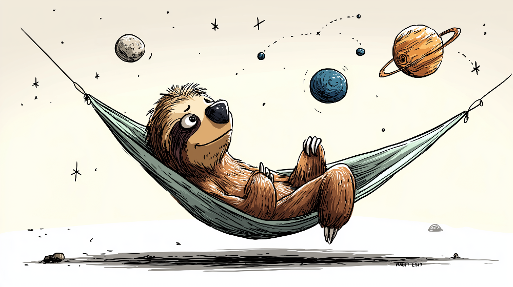 Sleepy Sloth in a Space Hammock Wall Mural