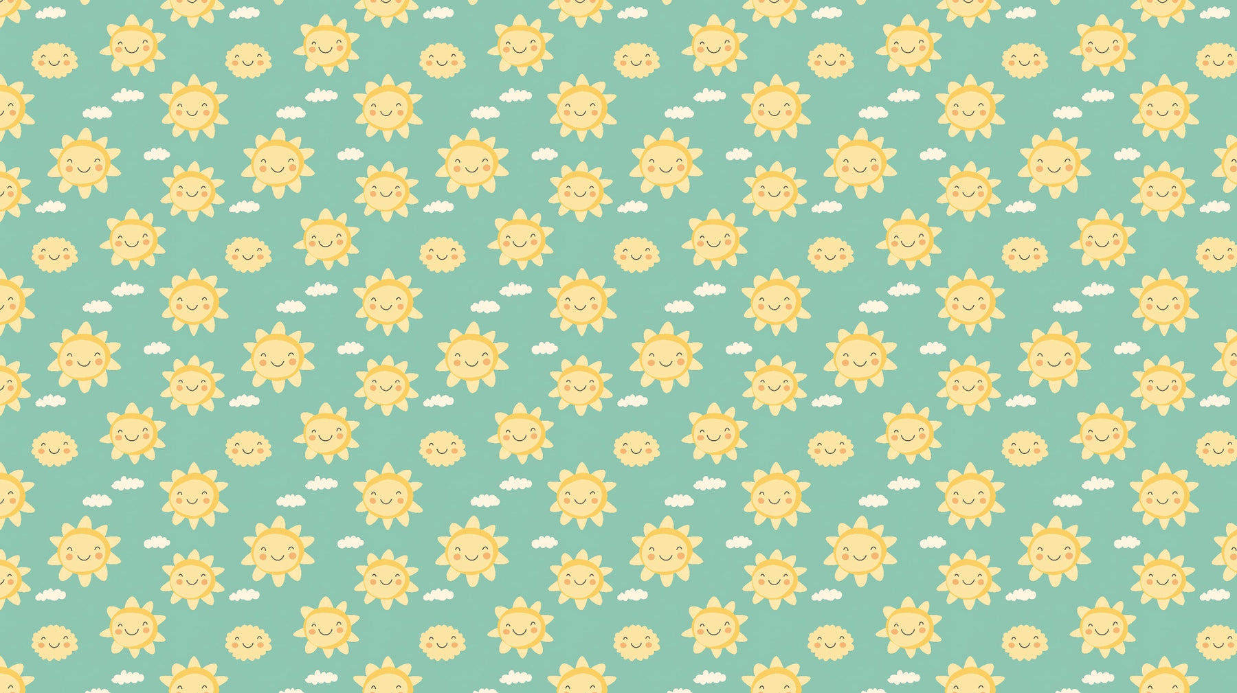 Detailed smiling sun and clouds mural wallpaper design pattern by Kids-Mundo