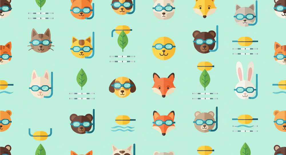 Snorkelling Animal Friends Pattern Wall Mural