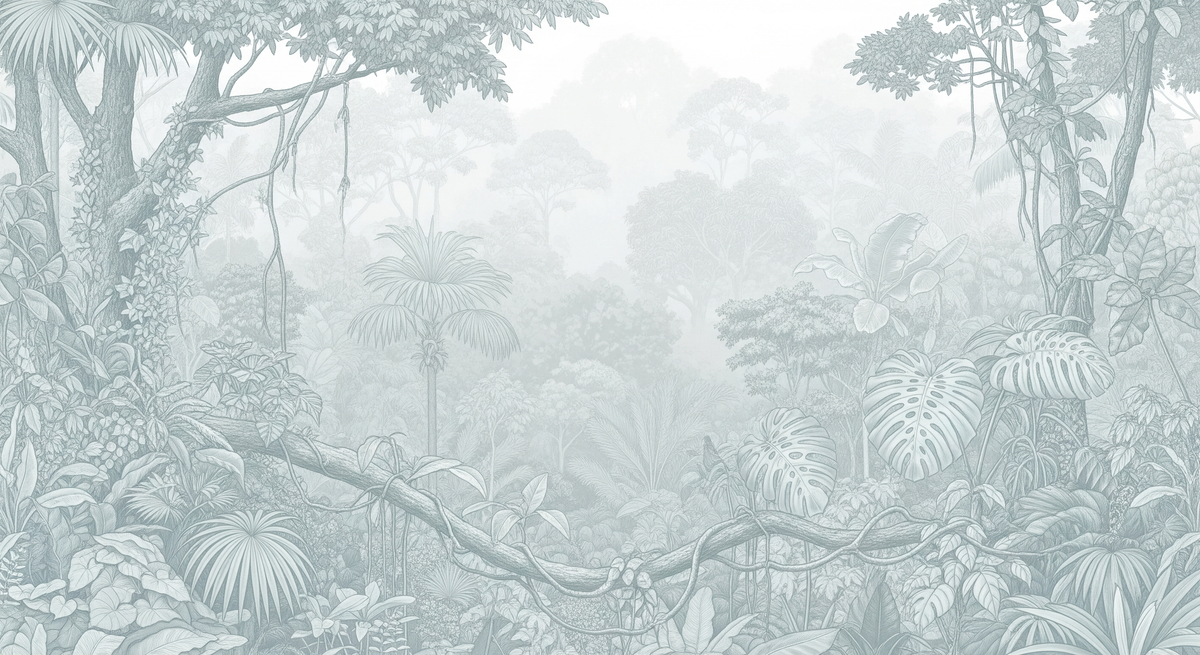 Soft Misty Jungle Vines Wall Mural