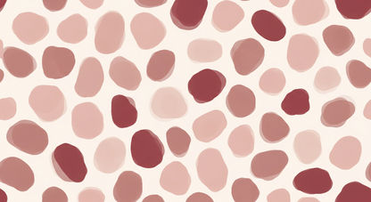 Kids-Mundo flat artwork of organic pebble shapes in terracotta, blush and cream