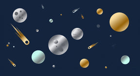 Detailed space galaxy mural wallpaper design pattern with planets and stars by Kids-Mundo