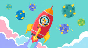 Detailed space giraffe astronaut mural wallpaper design pattern with planets and stars by Kids-Mundo