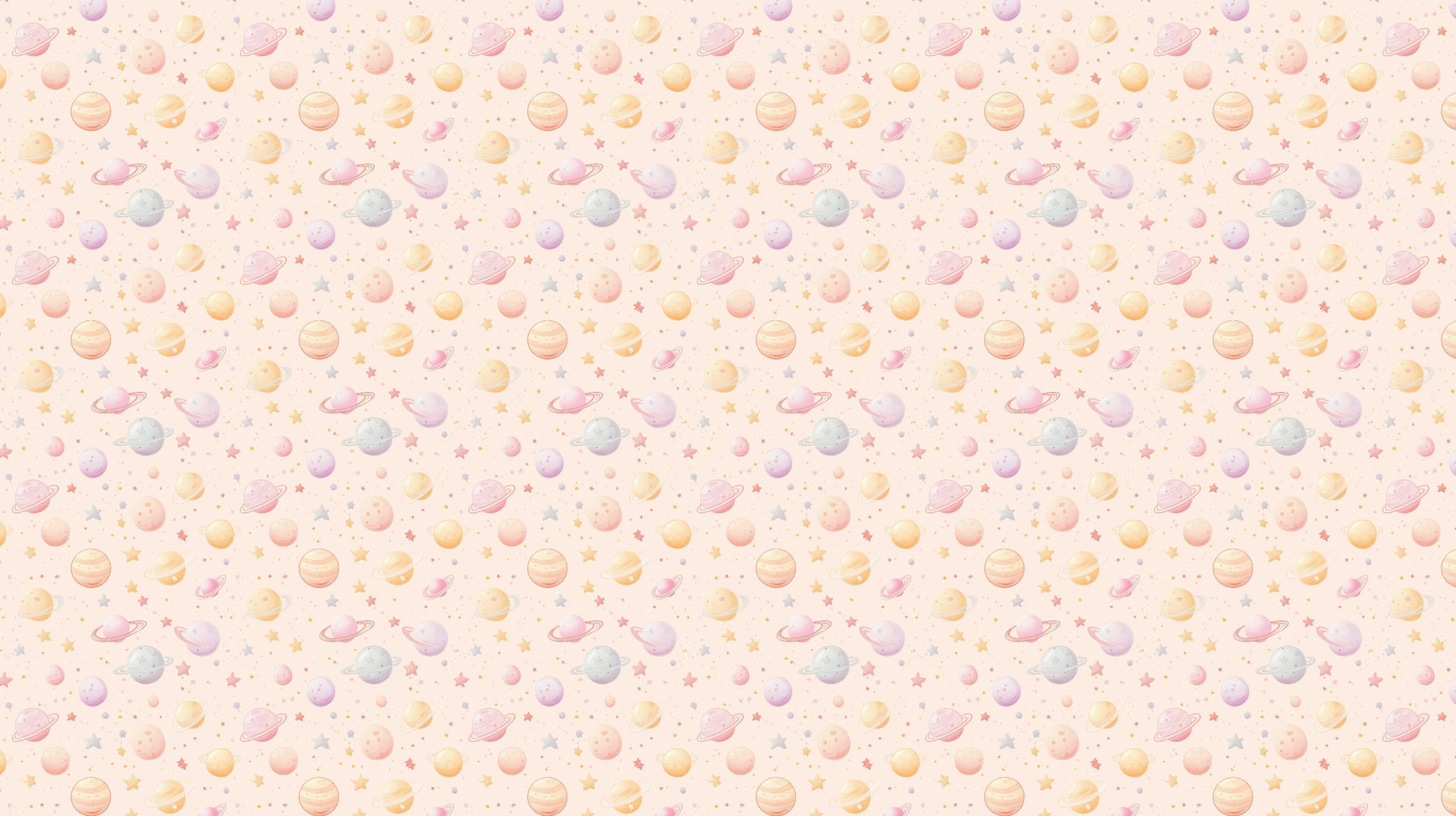 Detailed pastel space planets and stars mural wallpaper design pattern by Kids-Mundo
