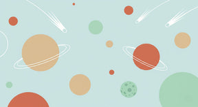 Detailed space planets mural wallpaper design pattern with colorful cosmic elements by Kids-Mundo