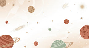 Detailed space planets and stars mural wallpaper design pattern by Kids-Mundo