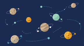 Detailed space planets mural wallpaper design pattern with colorful cosmic elements by Kids-Mundo