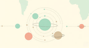 Detailed minimalist space planets mural wallpaper design pattern with soft colors by Kids-Mundo