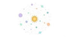 Detailed space planets mural wallpaper design pattern with sun and pastel planets by Kids-Mundo
