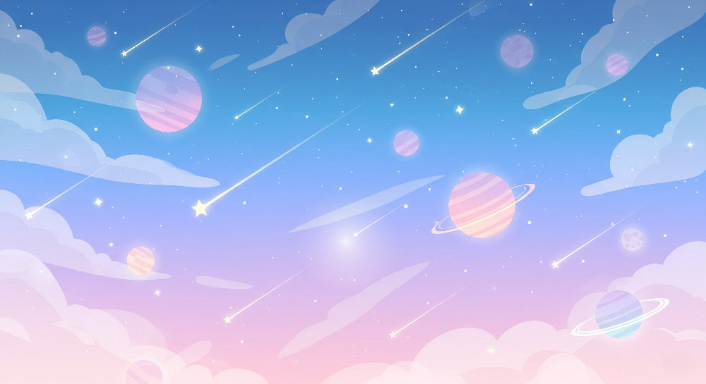 Detailed space planets mural wallpaper design pattern with stars and cosmic elements by Kids-Mundo