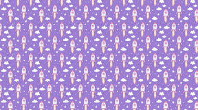 Detailed space rocket mural wallpaper design pattern with purple background by Kids-Mundo