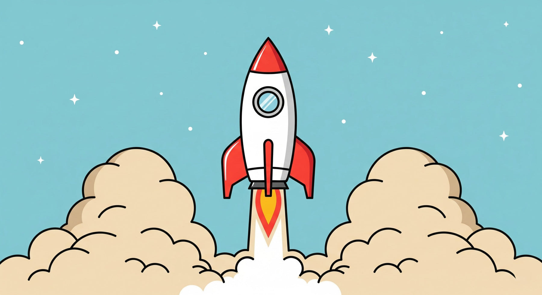 Detailed space rocket mural wallpaper design pattern with stars and cosmic clouds by Kids-Mundo
