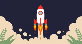 Detailed space rocket mural wallpaper design pattern with launch flames and clouds by Kids-Mundo