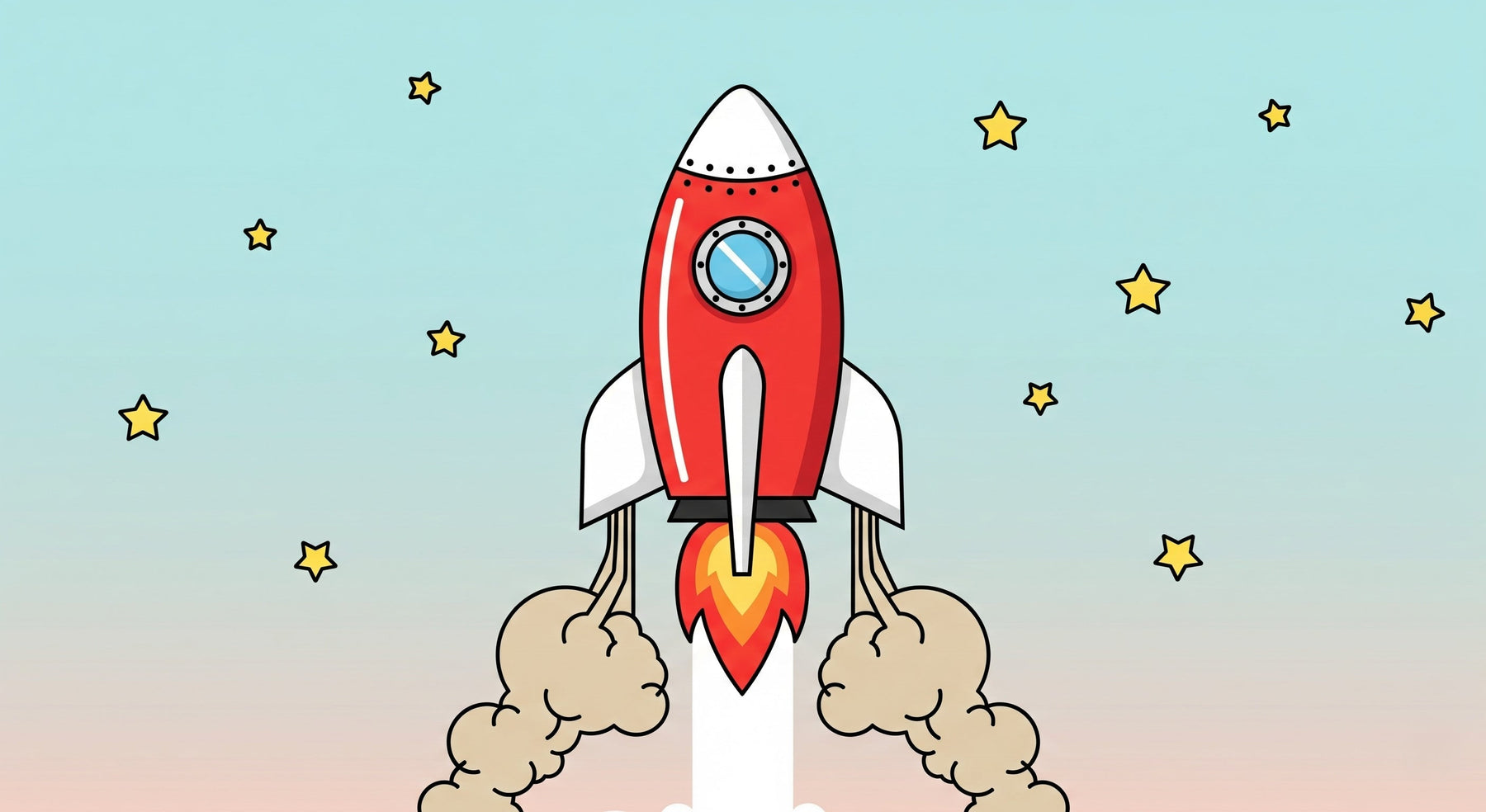 Detailed space rocket and golden stars mural wallpaper design pattern by Kids-Mundo