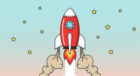 Detailed space rocket and golden stars mural wallpaper design pattern by Kids-Mundo