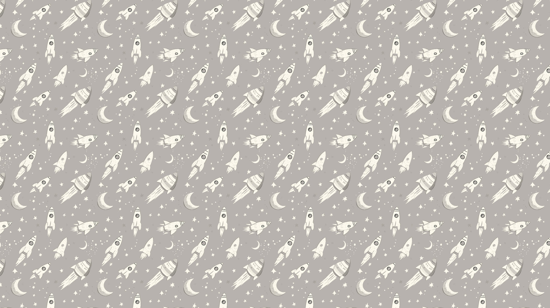 Detailed space rocket and moon mural wallpaper design pattern by Kids-Mundo