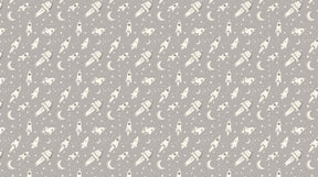 Detailed space rocket and moon mural wallpaper design pattern by Kids-Mundo