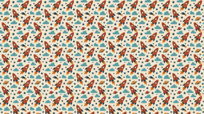 Detailed space rocket mural wallpaper design pattern with colorful rockets and cosmic elements by Kids-Mundo