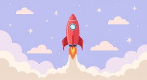 Detailed space rocket mural wallpaper design pattern with clouds and stars by Kids-Mundo