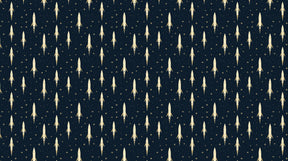 Detailed golden rockets on starry night mural wallpaper design pattern by Kids-Mundo