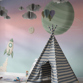 Rocket ship wall decor transforming kids playroom into space adventure zone by Kids-Mundo