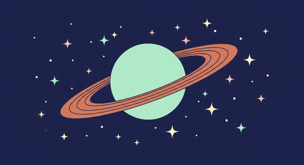 Detailed Saturn planet mural wallpaper design pattern with starry night cosmos by Kids-Mundo