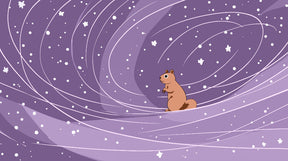 Detailed space squirrel mural wallpaper design pattern with purple galaxy stars by Kids-Mundo