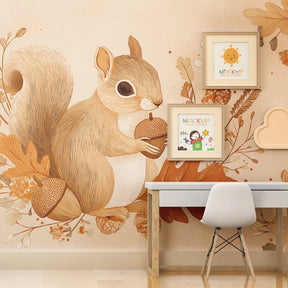 Autumn forest squirrel wallpaper transforming kids bedroom into nature retreat