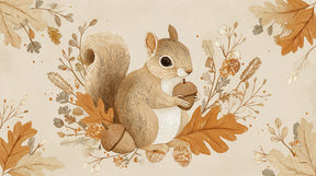 Detailed squirrel autumn forest mural wallpaper design pattern by Kids-Mundo
