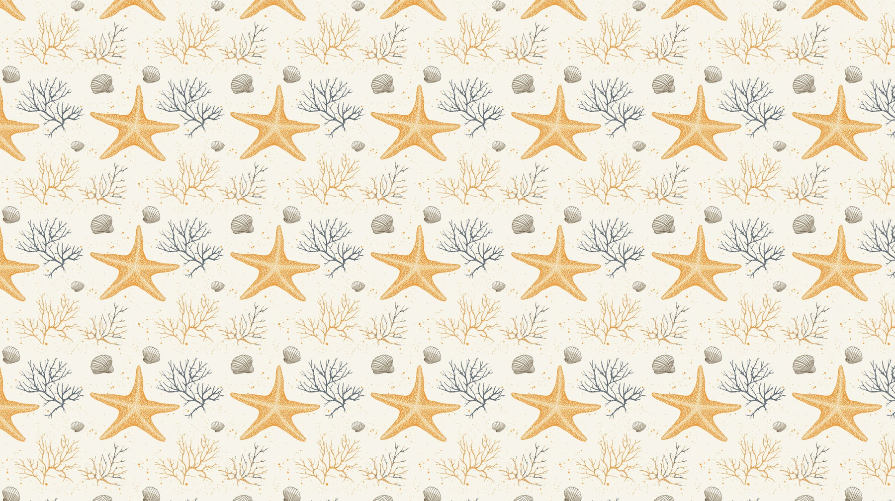 Detailed starfish and coral watercolor mural wallpaper design pattern by Kids-Mundo