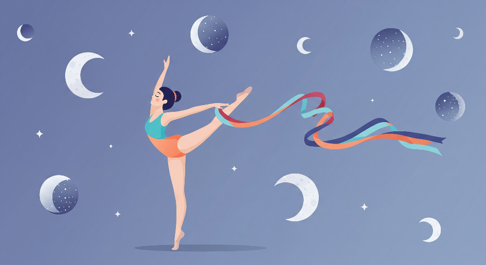 Flat artwork preview of the Kids-Mundo starlight ribbon dancer wall mural design