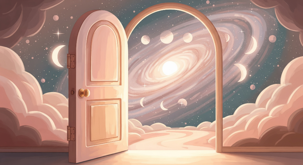 Open Door to a Starry Galaxy Wall Mural