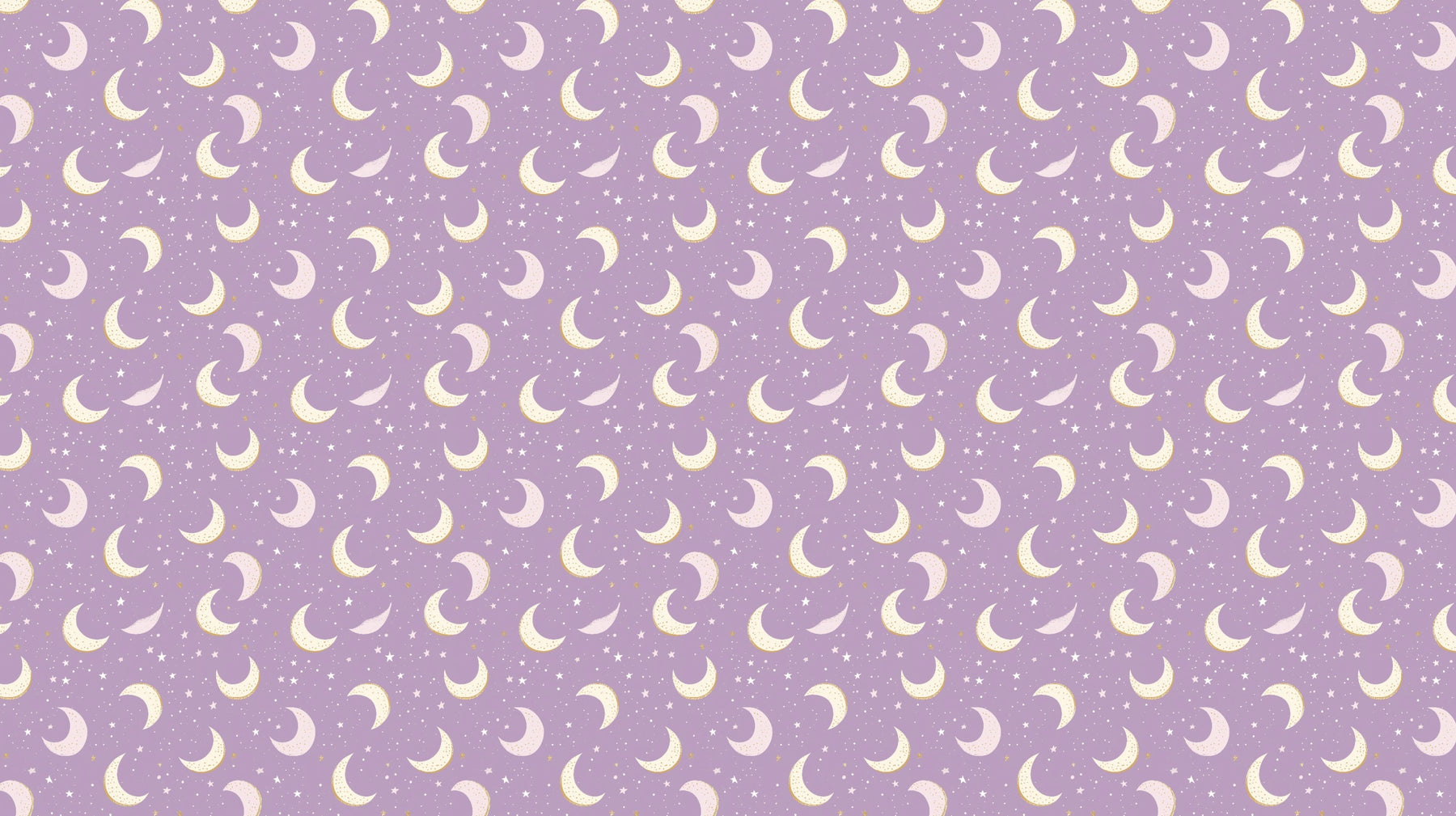 Detailed starry night mural wallpaper design pattern with moons on lilac background by Kids-Mundo