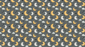 Detailed starry sky mural wallpaper design pattern with smiling moons and clouds by Kids-Mundo