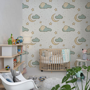 Calming starry sky mural wallpaper transforming kids room into magical night sky sanctuary