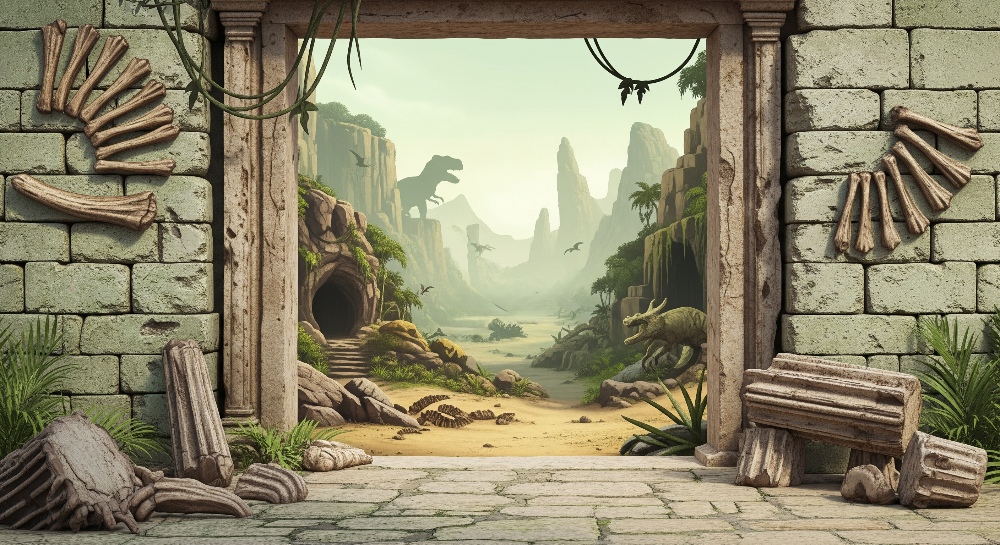 Ancient Stone Doorway Dinosaur Valley Wall Mural